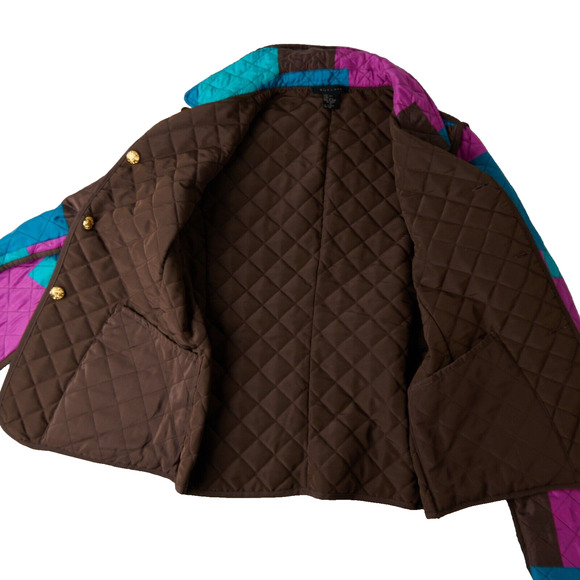Silkland Women’s M Reversible Quilted Jacket Multicolor Brown Silk Patchwork - Picture 11 of 15